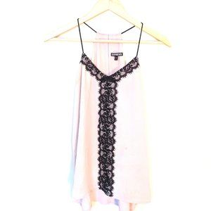 EXPRESS halter pink top with sexy black lace